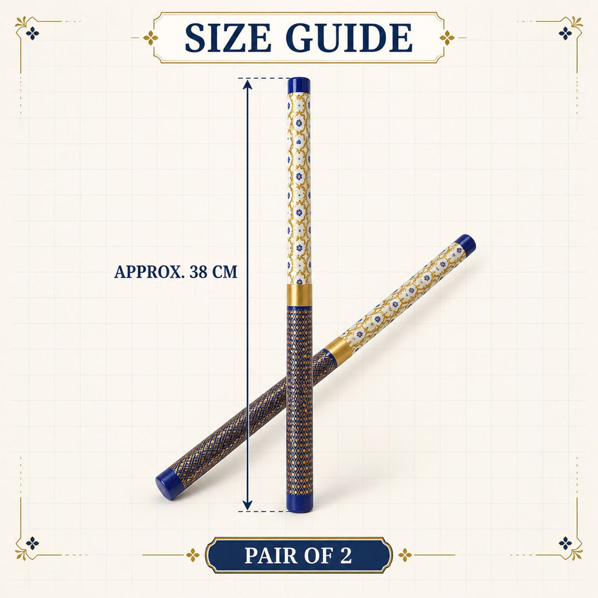 Decorative Wooden Dandiya Sticks With Printed Foil Wrap (2 Pc38 Cm)