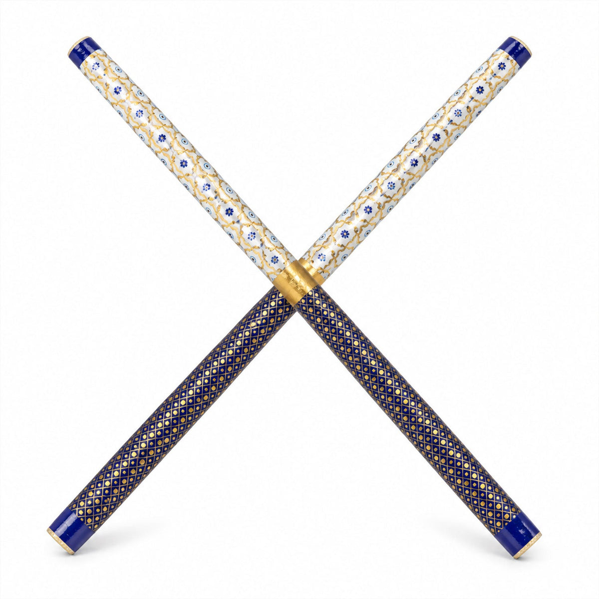 Decorative Wooden Dandiya Sticks With Printed Foil Wrap (2 Pc38 Cm)