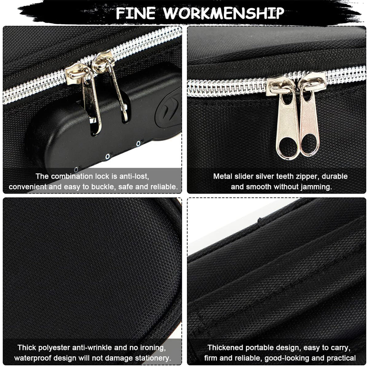 4 Layer Zipper Stationery Pouch Pencil Case With Combination Lock For Students (1 Piece)